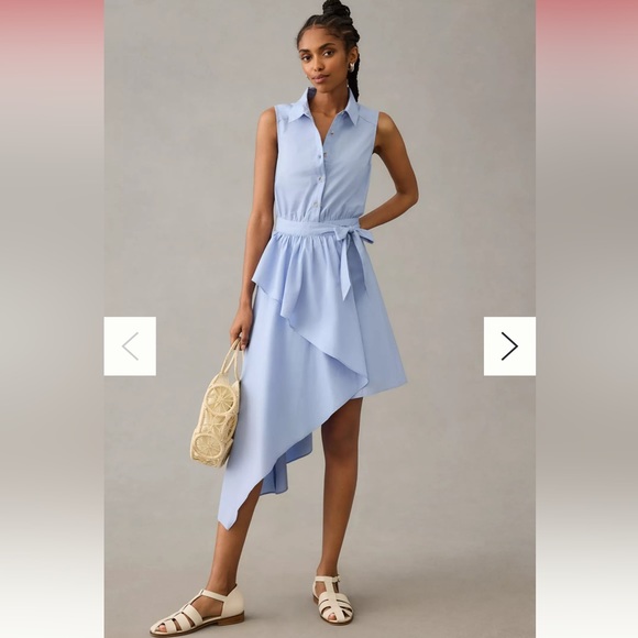 ANTHROPOLOGIE Maeve Asymmetrical Sleeveless Shirtdress - Picture 1 of 11